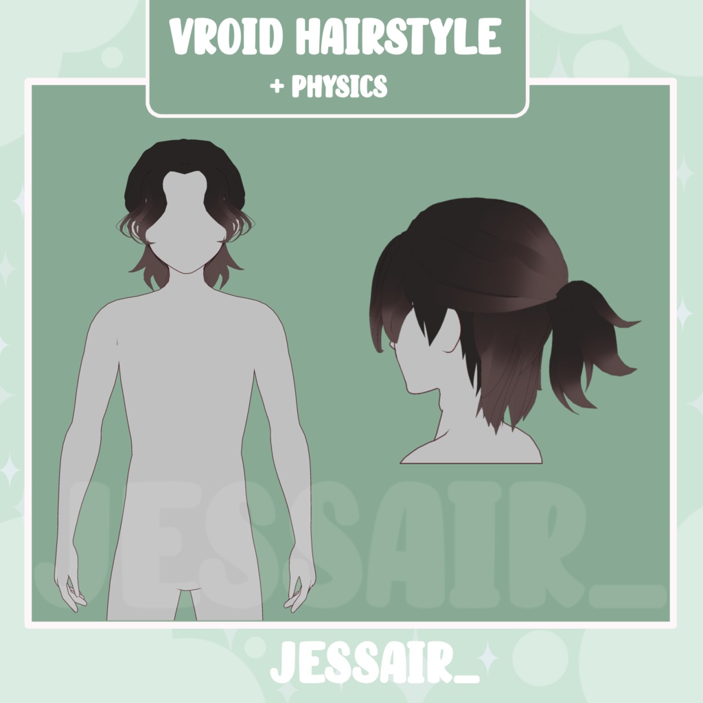 【VRoid Hairstyle Preset】Male hairstyle with physics, ponytail