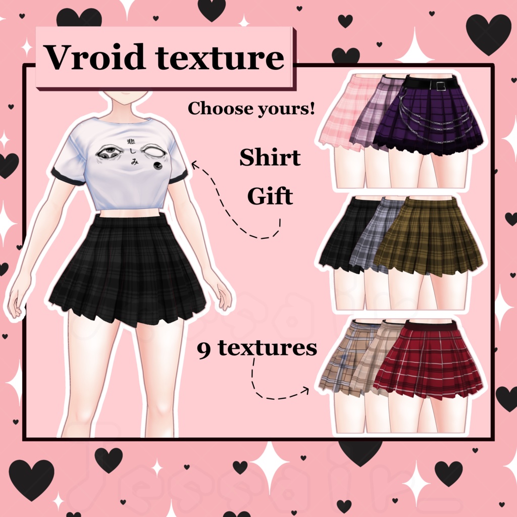 【VRoid】Skirt Pack + Gift | Choose yours | Cute, Aesthetic and colorful.