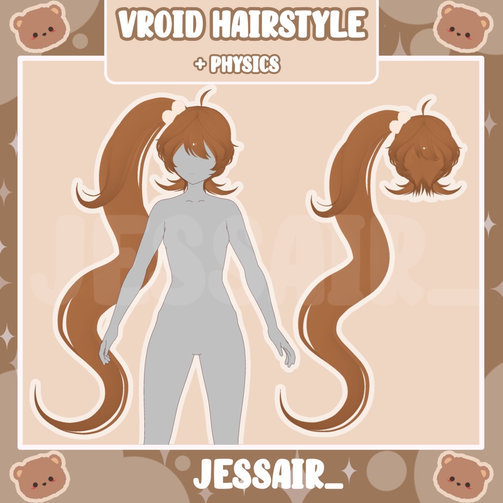 【VRoid Hairstyle Preset】Long Ponytail Female hairstyle with Physics | Cute Vtuber Hairstyle