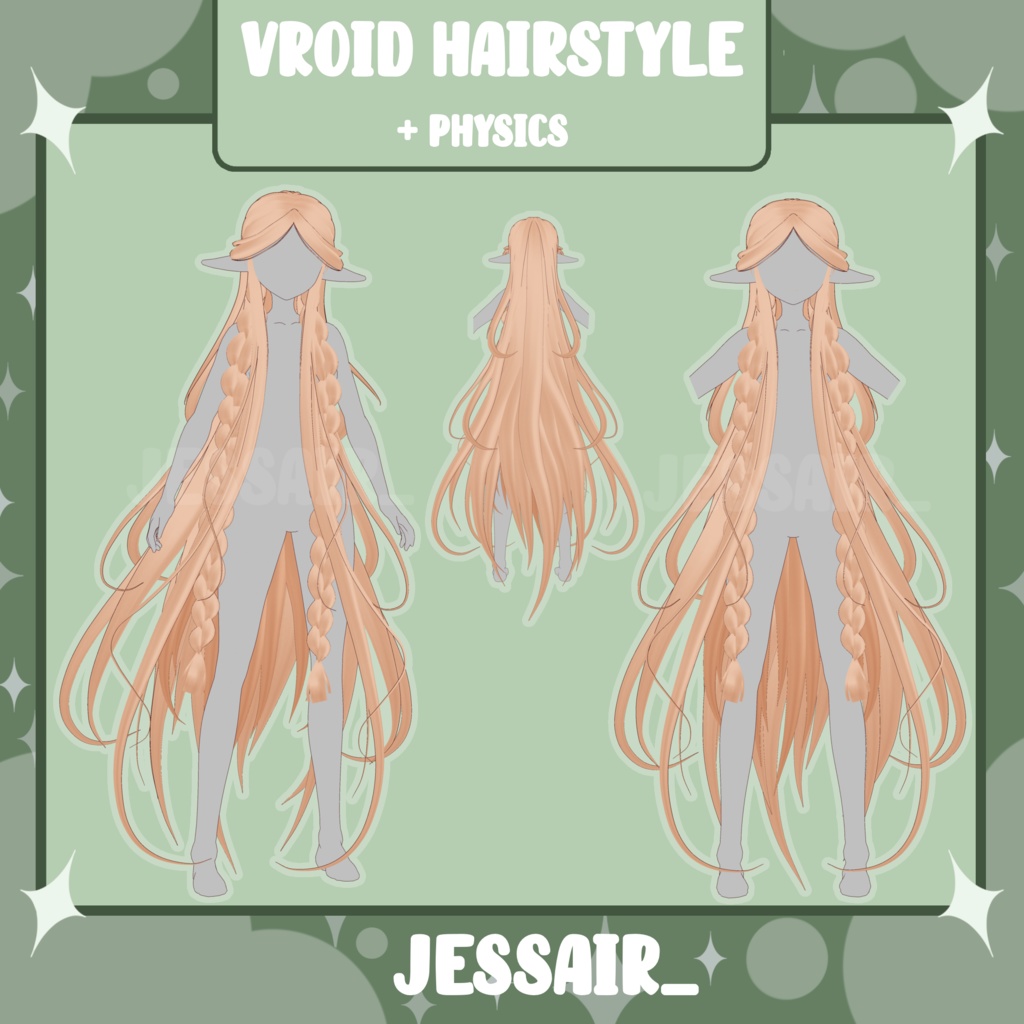 【VRoid Hairstyle Preset】Long Female hairstyle with Physics | Elf Princess | Cute Vtuber Hairstyle