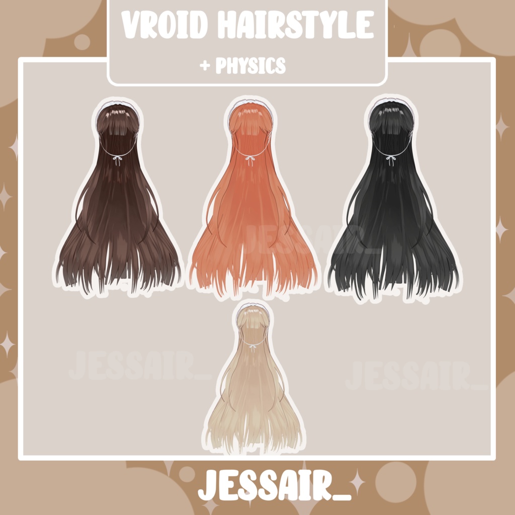 【VRoid Hairstyle Preset】Long Female Cute Hairstyle with Physics and Lace Accessories | Cute Vtuber Hairstyle
