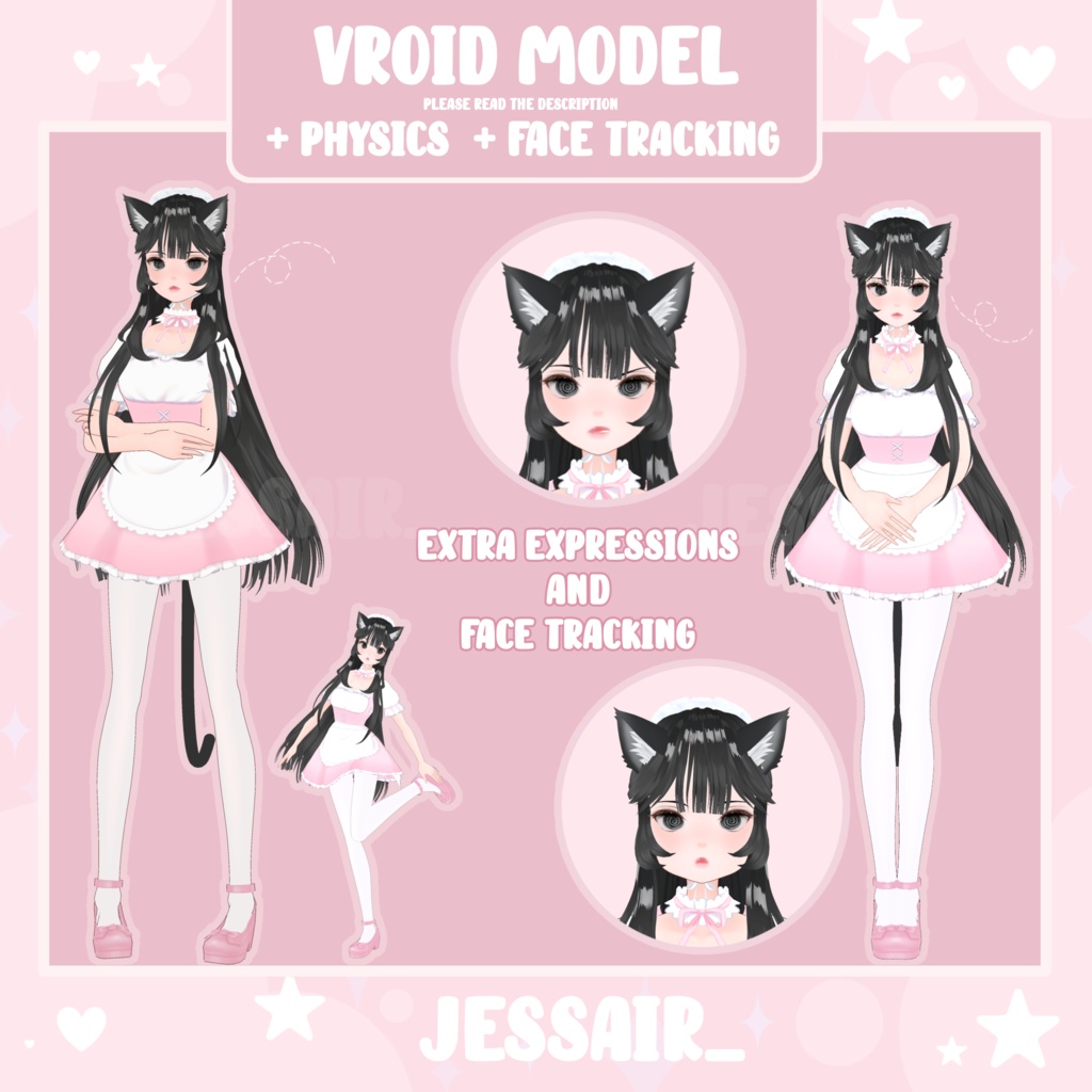 【VRoid - Vtuber Premade Model】Cat Girl | Cute | Extra Expressions and Face Tracking | Commercial Use