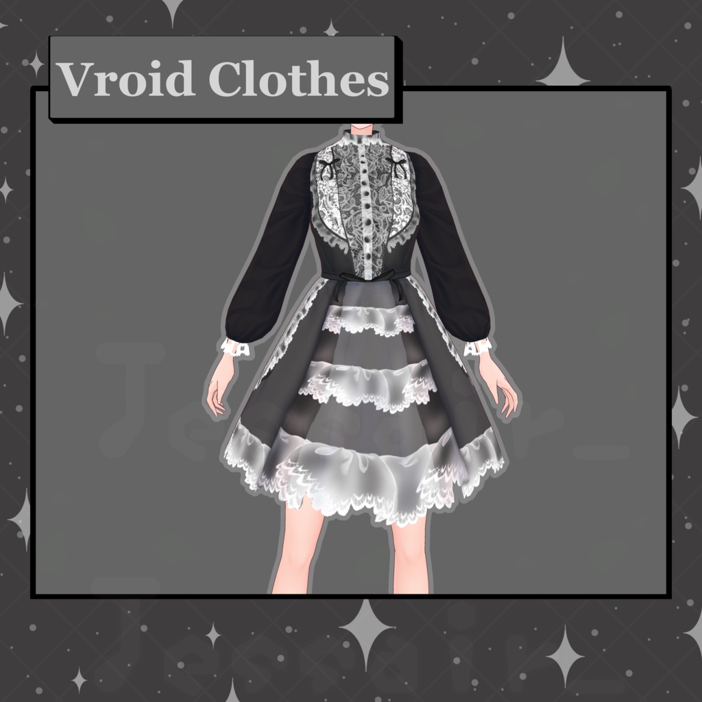 【VRoid】Dark Lace Dress | Maid | Lolita | Dark & Aesthetic