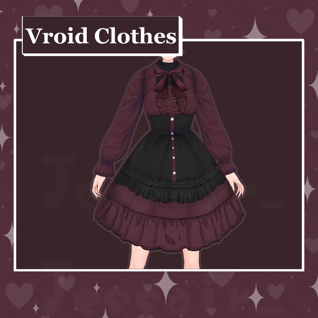 【VRoid】Lolita Dress | Red, Corset | Dark & Aesthetic