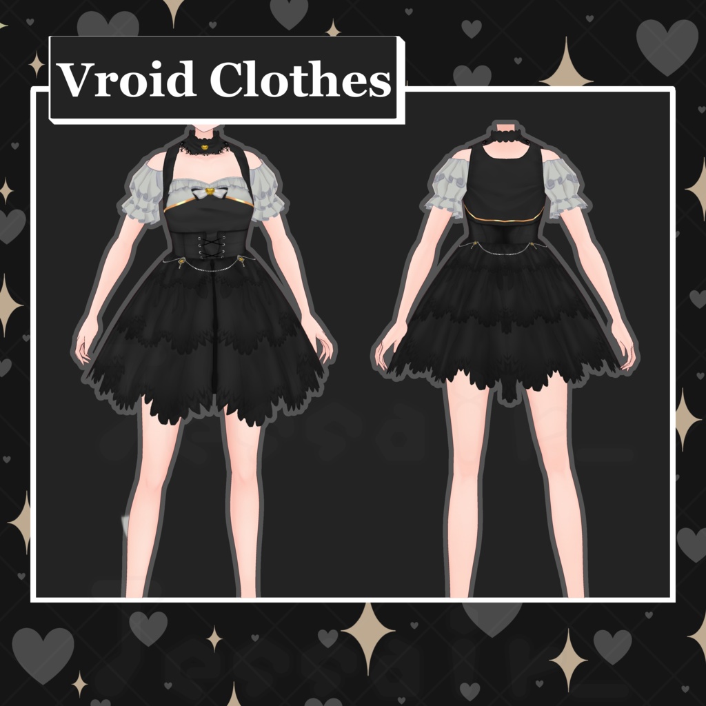 【VRoid】Semi Elegant Dress | Yellow, Jewerly, Corset | Dark & Aesthetic