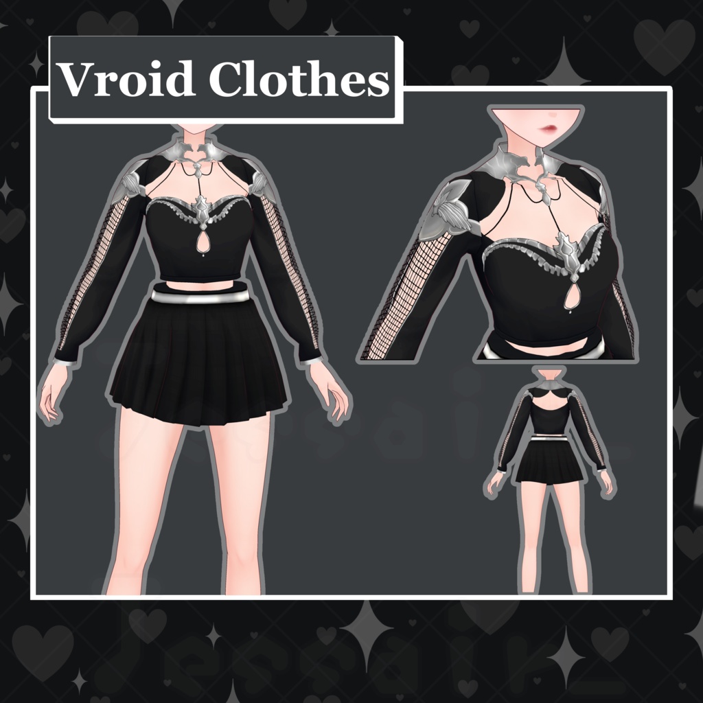 【VRoid】Semi Elegant Female Armour | Dark, Silver | Dark & Aesthetic