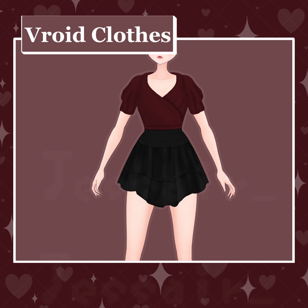 【VRoid】Semi Casual Dress | Red, Black | Dark & Aesthetic