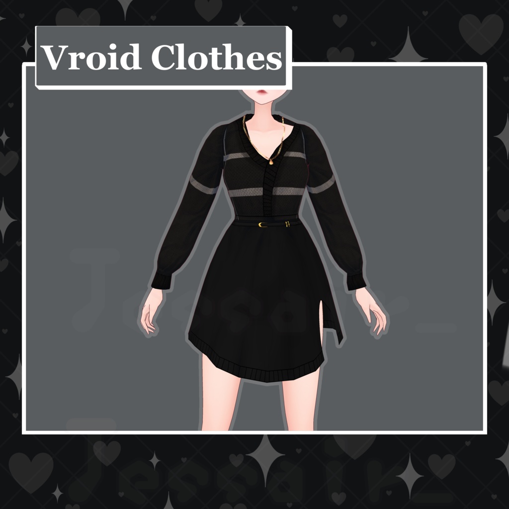 【VRoid】Casual Office Dress | Cardigan | Dark & Aesthetic
