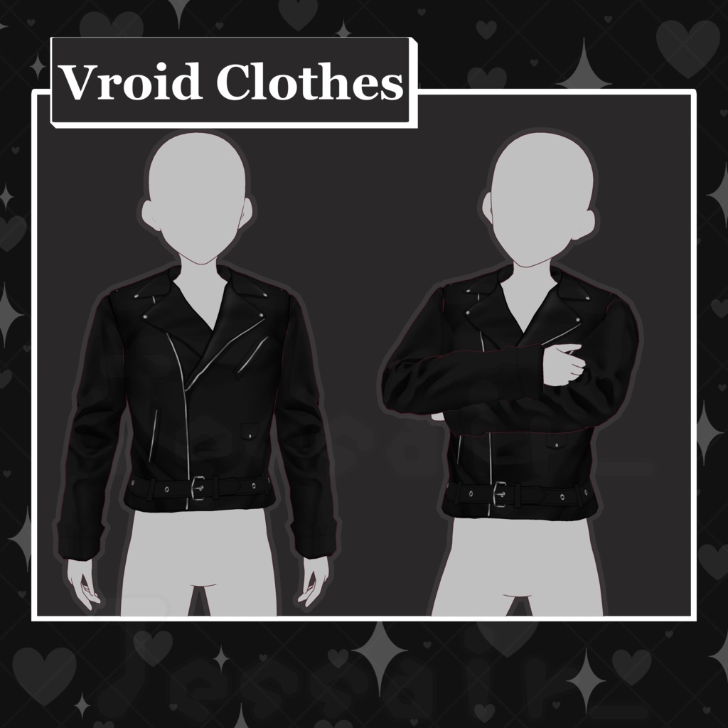 【VRoid】Black Leather Jacket | Female and Male | Dark & Aesthetic