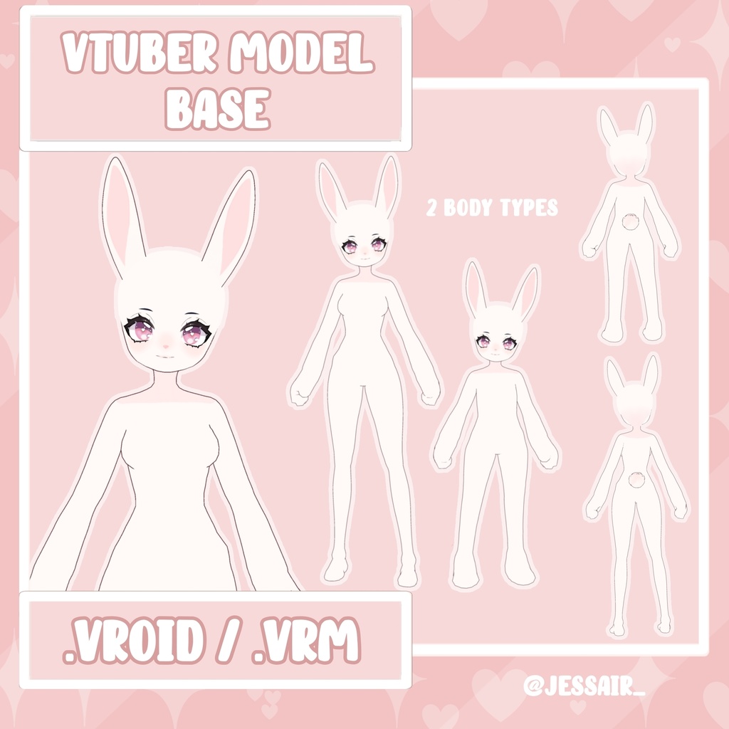 【VRoid Base Model】Furry/Kemono Bunny Girl | Two Body Types