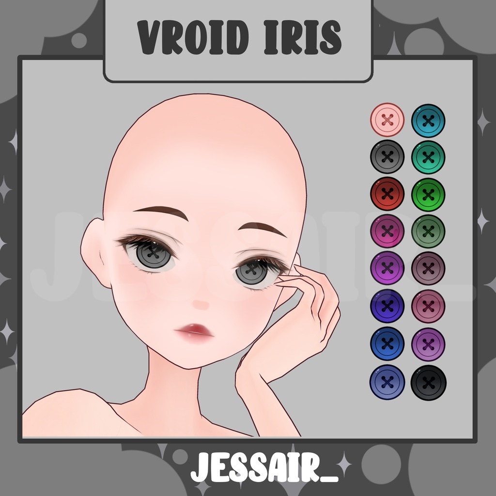 【VRoid Iris Texture】Vroid Set | Button Eyes
