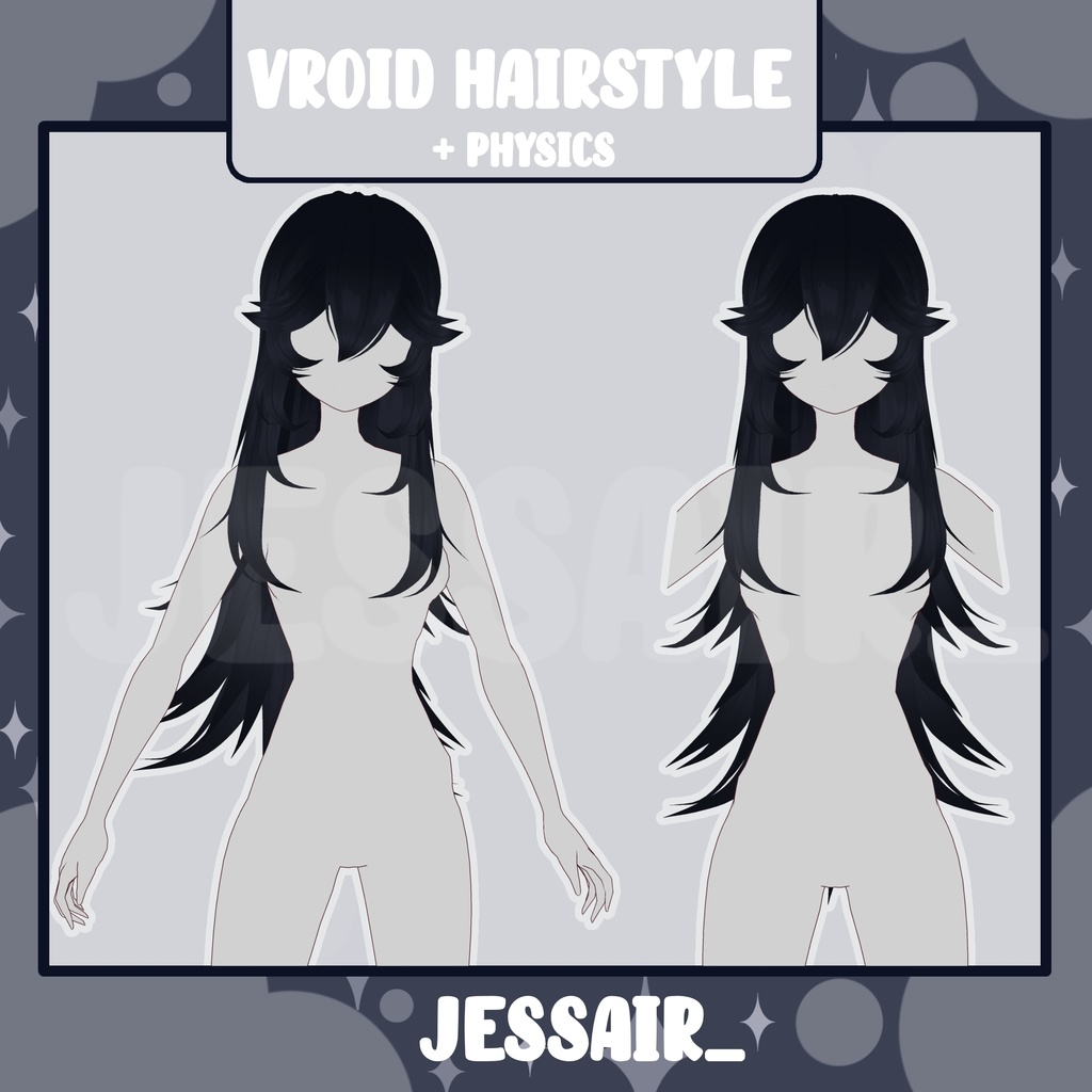 【VRoid Hairstyle Preset】Long Wolf Cut Style Hairstyle with Physics | Cute Vtuber Hairstyle | Bangs Hairstyle