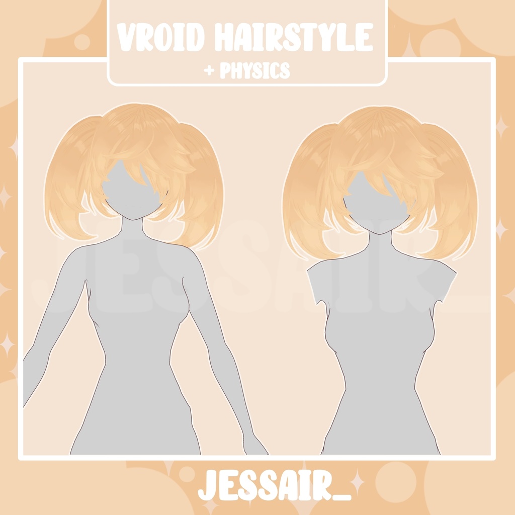 【VRoid Hairstyle Preset】Cute Short Hairstyle with Ponytails and Physics | Cute Vtuber Hairstyle | Vocaloid