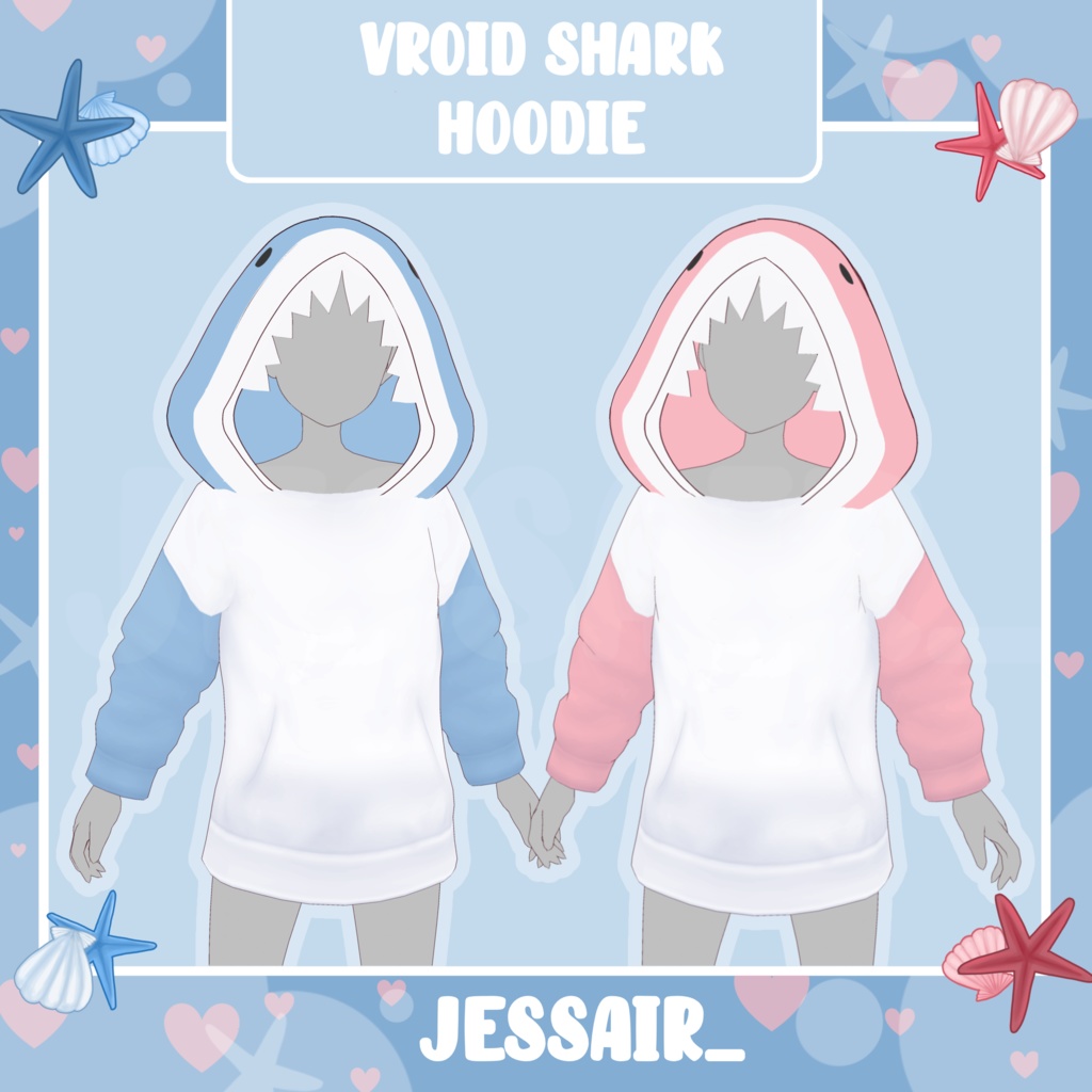 【VRoid】Shark Hoodie | All Included | Cute Preset