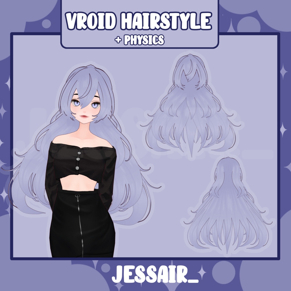 【VRoid Hairstyle Preset】Long Hair with Physics | Wolf Cut Style | Cute Vtuber Hairstyle |