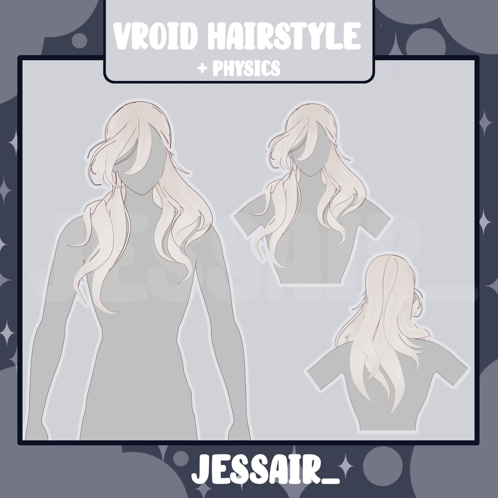 【VRoid Hairstyle Preset】Long Male Hair with Physics | Messy Hair | Vtuber Hairstyle |