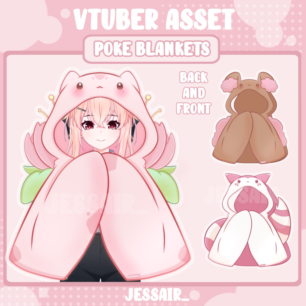 POKEMON VTUBER ASSET | Pokemon Blankets for Vtuber Models | Cute | Bulbasaur | Furret | Buneary | Pastel | Streaming Assets