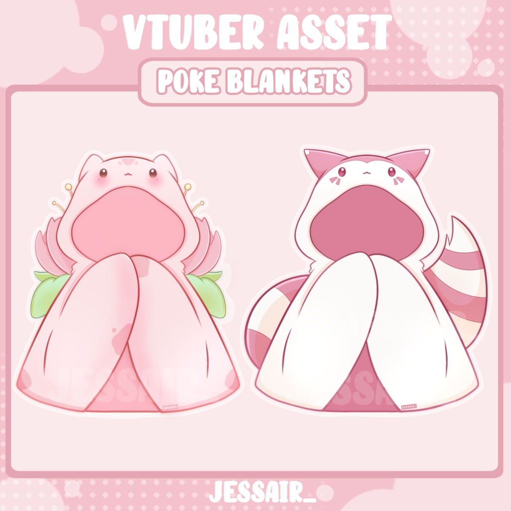 POKEMON VTUBER ASSET | Pokemon Blankets for Vtuber Models | Cute | Bulbasaur | Furret | Buneary | Pastel | Streaming Assets