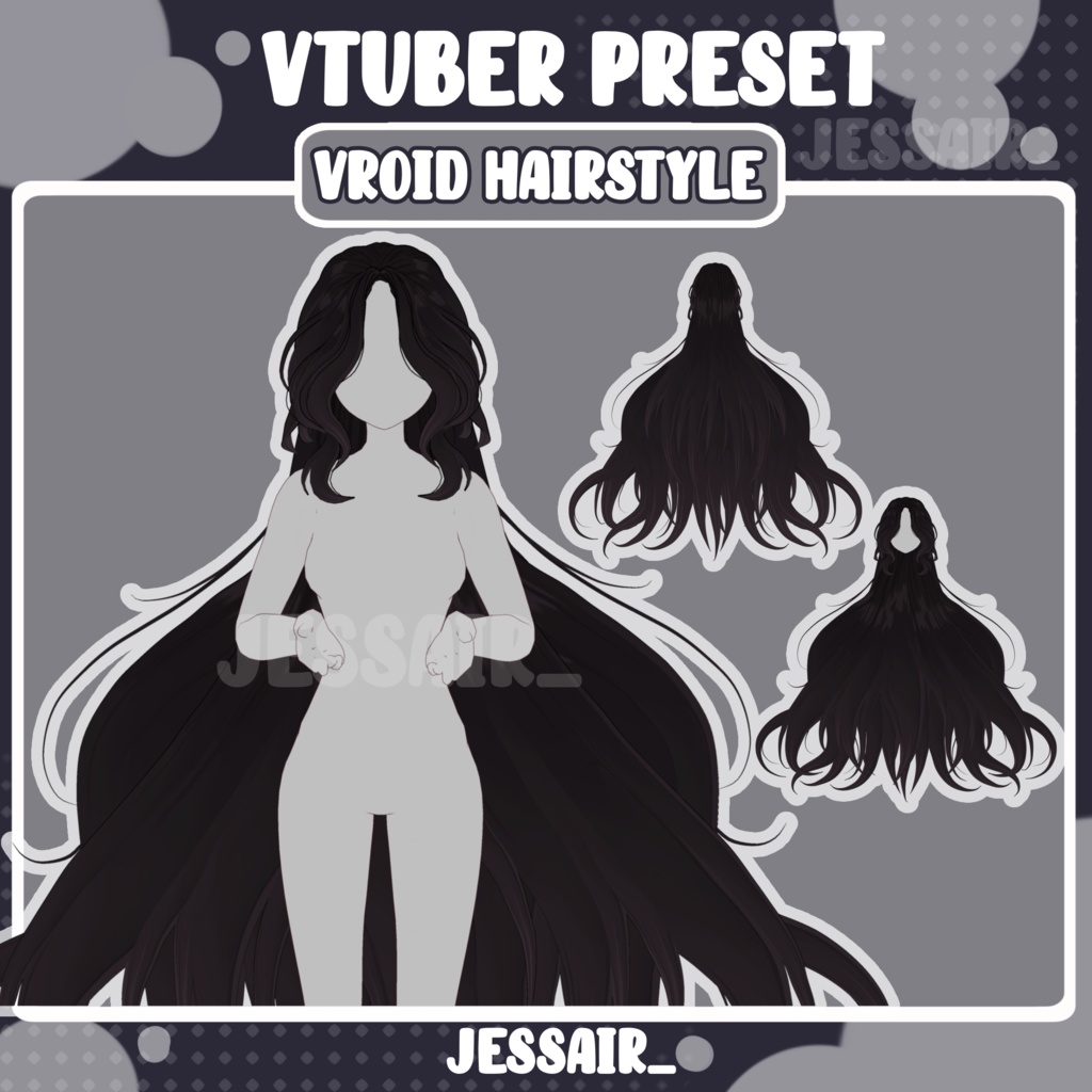 【VRoid Hairstyle Preset】Long Female Hairstyle | Extra Long | Cute Vtuber Hairstyle |