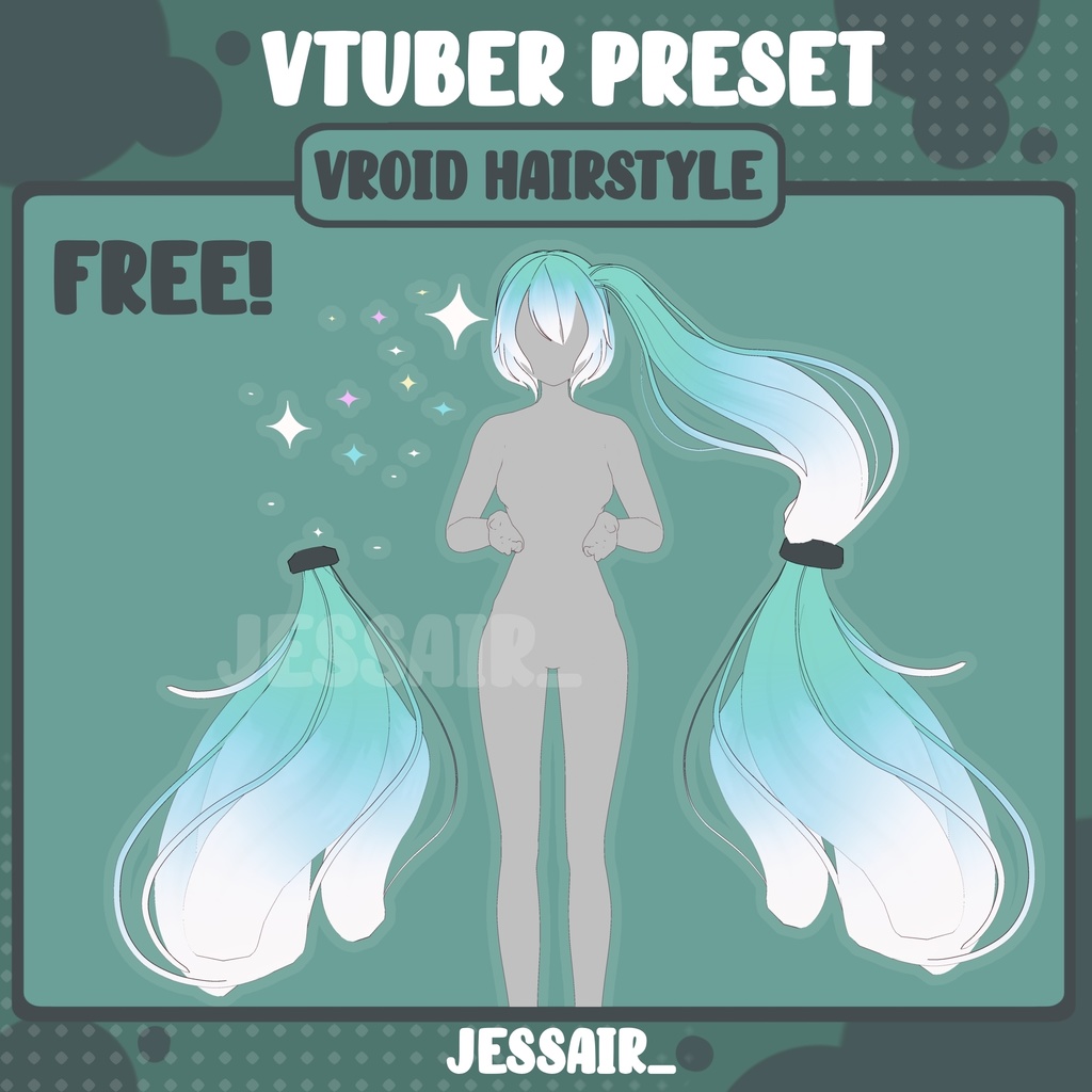 【VRoid Hairstyle Preset】Long Pigtails with Physics | Fantasy | Cute Vtuber Hairstyle |