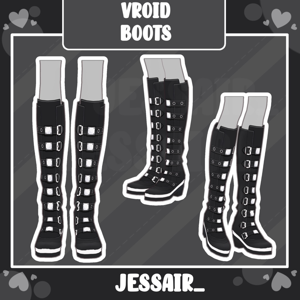 【VRoid アウトフィット】Boots | Black | Punk & Aesthetic | Kpop Style