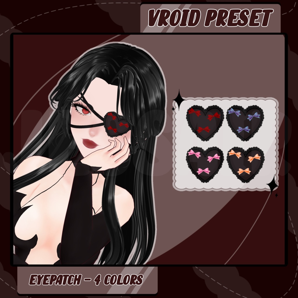 【VRoid アイパッチ】Eyepatch | Texture | Dark, Cute, Heartshape | Vroid Preset and Textures | Halloween