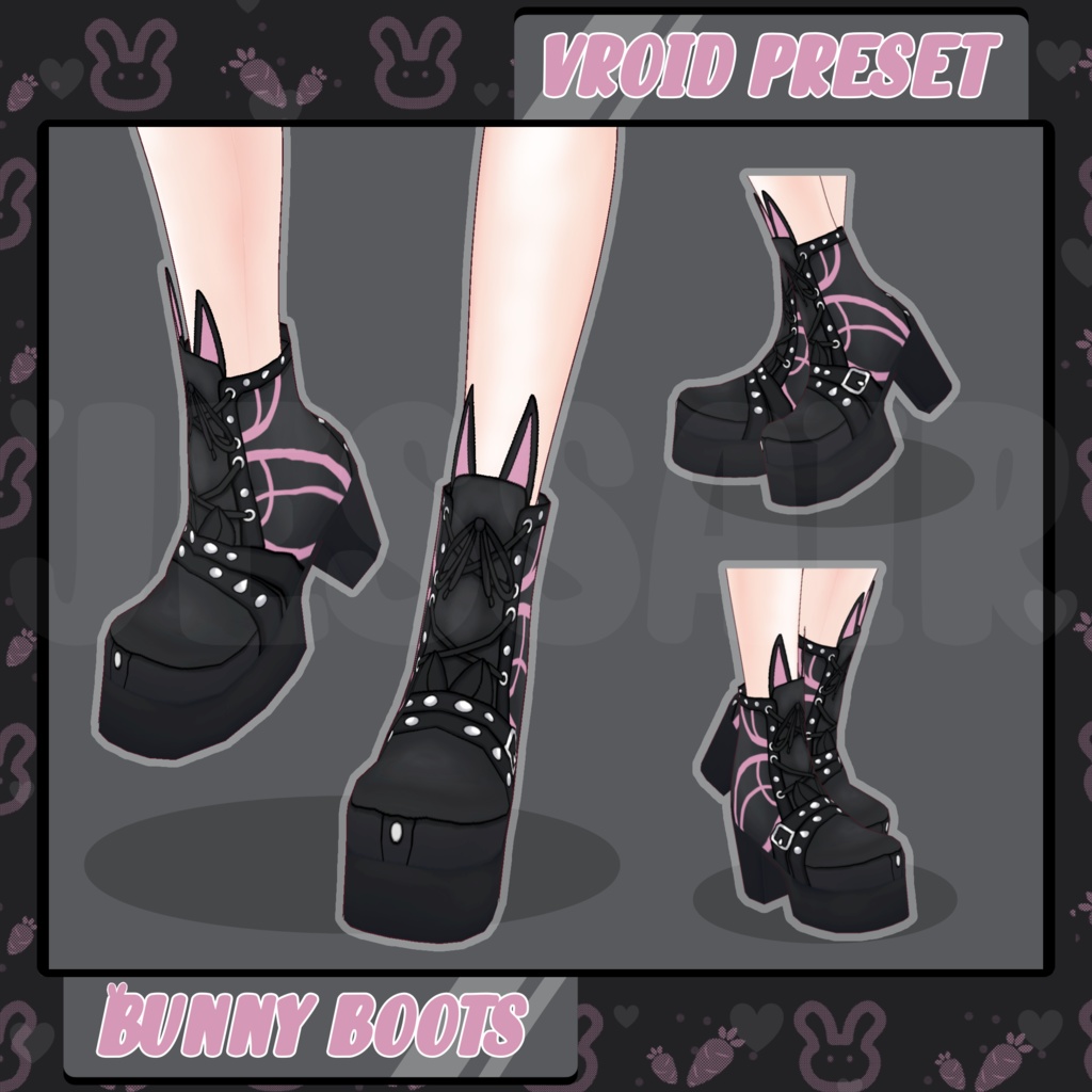 【VRoidシューズ - VRoid Boots Texture】Bunny Boots | Halloween | Cute