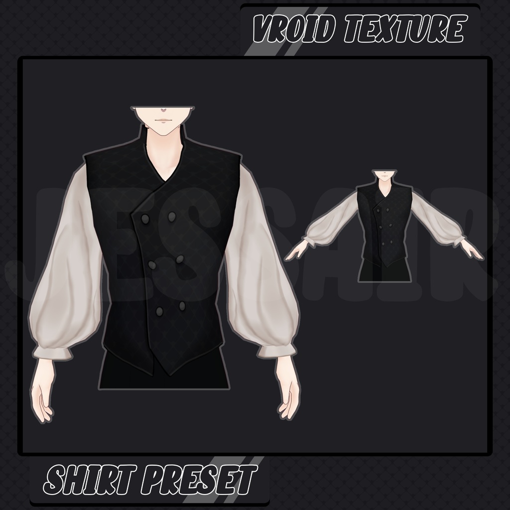 【VRoidテクスチャ - Shirt Preset】Old Shirt Texture | Elegant | Old | Male Vtuber Clothes | Medieval