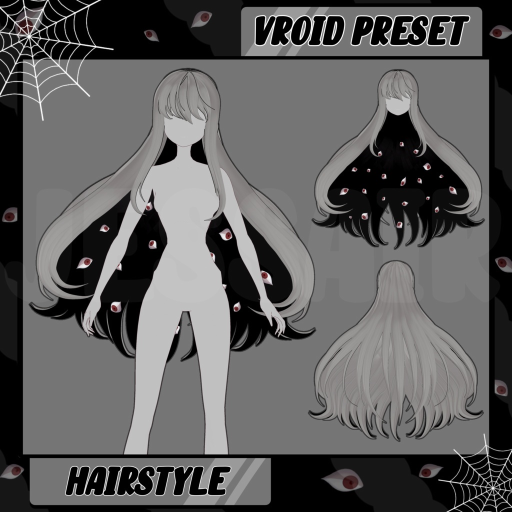 【VRoid 髪型 - Hairstyle Preset】Long hair with PHYSICS | Halloween Hairstyle | Dark Style | Creepy | Horror