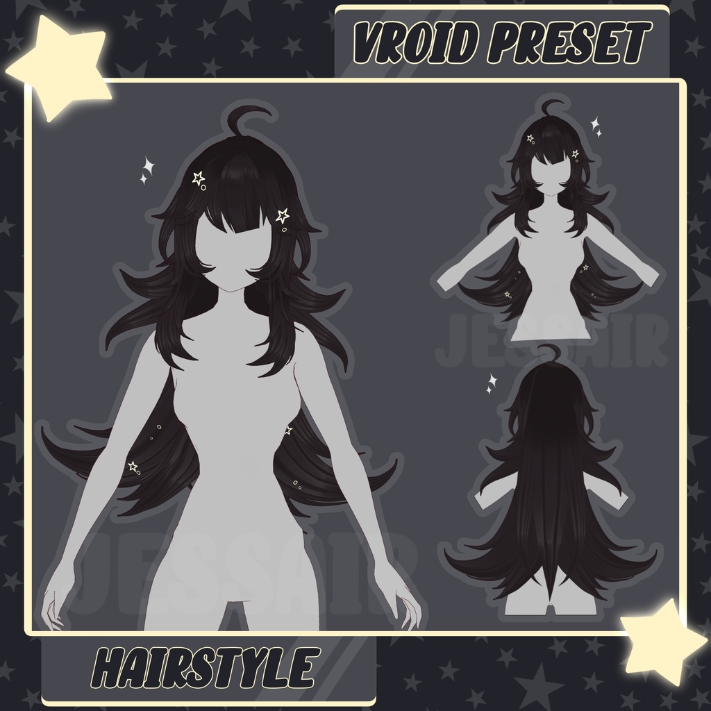 【VRoid 髪型 - Hairstyle Preset】Long Starry hair with PHYSICS | Long Hairstyle | Cute