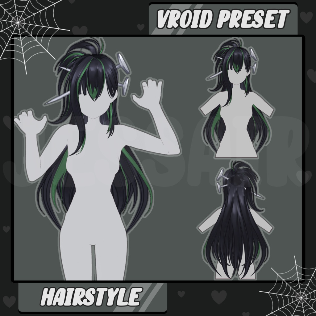 【VRoid 髪型 - Hairstyle Preset】Long Frankenstein Hairstyle with PHYSICS | Halloween | Cute