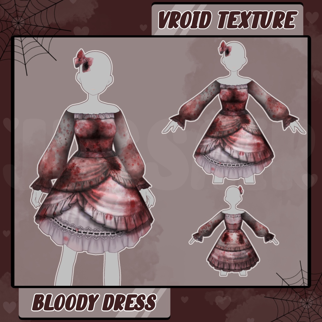 【VRoidテクスチャ - VRoid Custome】Bloody Dress Custome | Halloween |