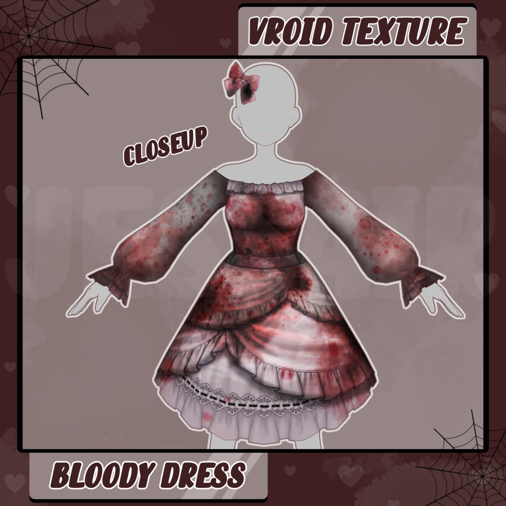 【VRoidテクスチャ - VRoid Custome】Bloody Dress Custome | Halloween |