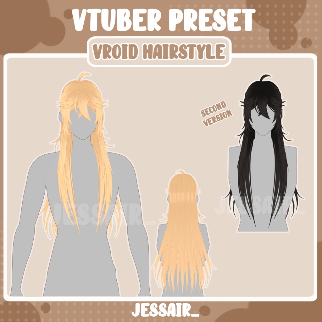 【VRoid 髪型 - Hairstyle Preset】Long Male Hairstyle with PHYSICS 