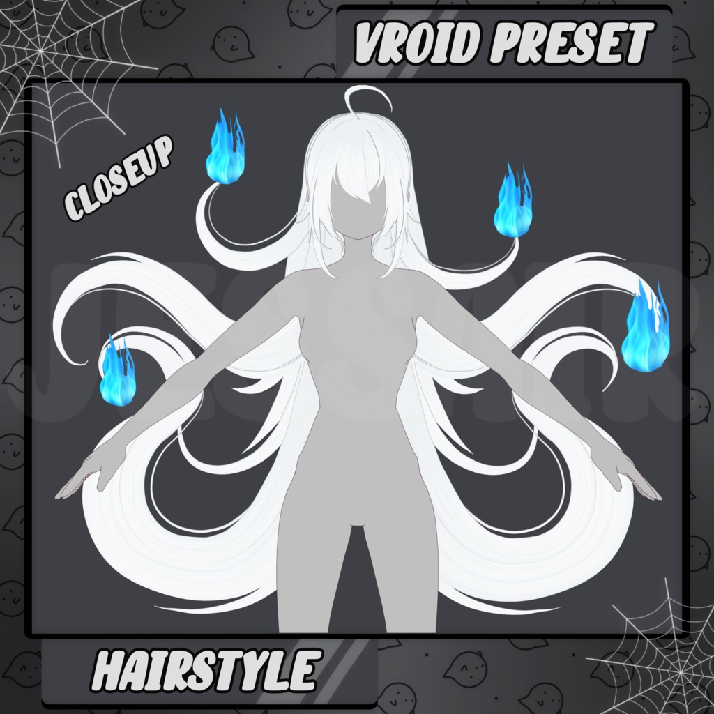 【VRoid 髪型 - Hairstyle Preset】Long Ghost Hairstyle with PHYSICS | Floating | Halloween | Fantasy