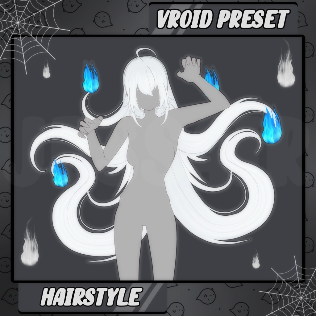 【VRoid 髪型 - Hairstyle Preset】Long Ghost Hairstyle with PHYSICS | Floating | Halloween | Fantasy