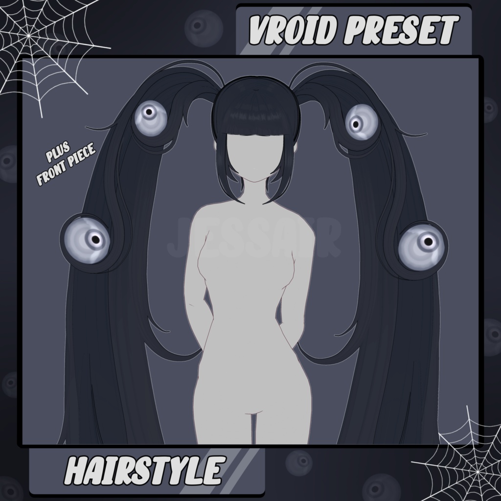 【VRoid 髪型 - Hairstyle Preset】Extra Long Creepy Eyes Hairstyle with PHYSICS | Horror | Halloween | Fantasy