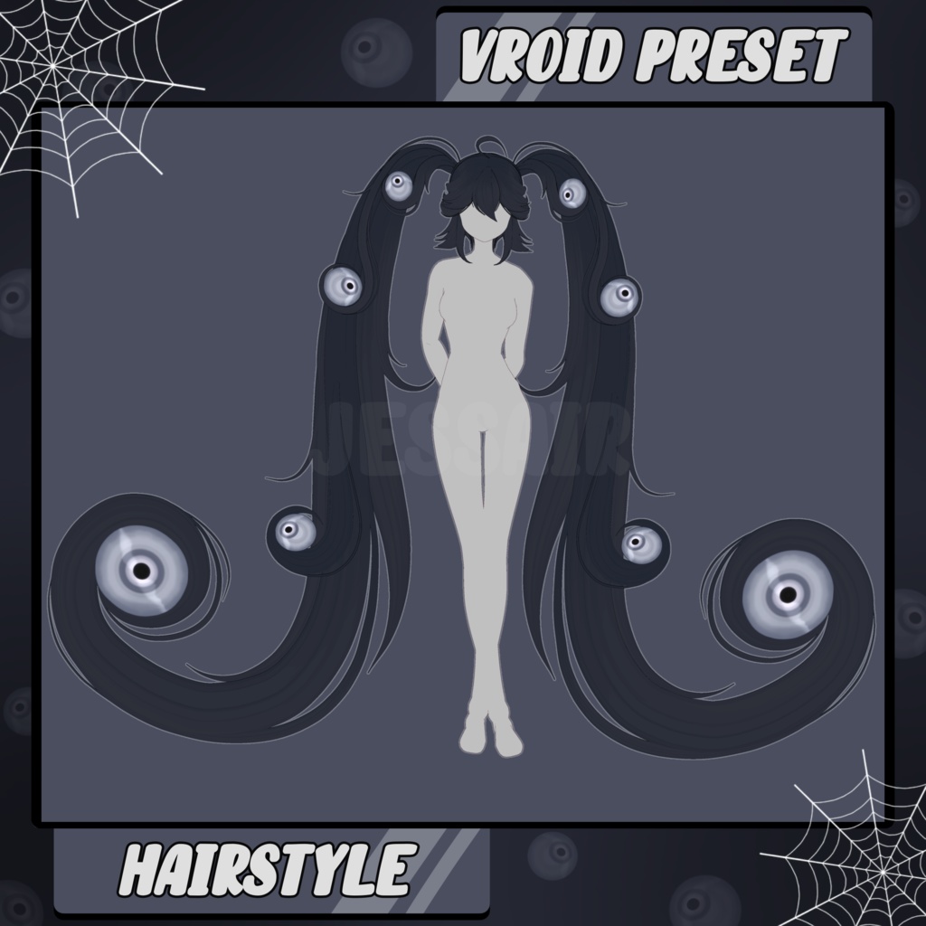 【VRoid 髪型 - Hairstyle Preset】Extra Long Creepy Eyes Hairstyle with PHYSICS | Horror | Halloween | Fantasy