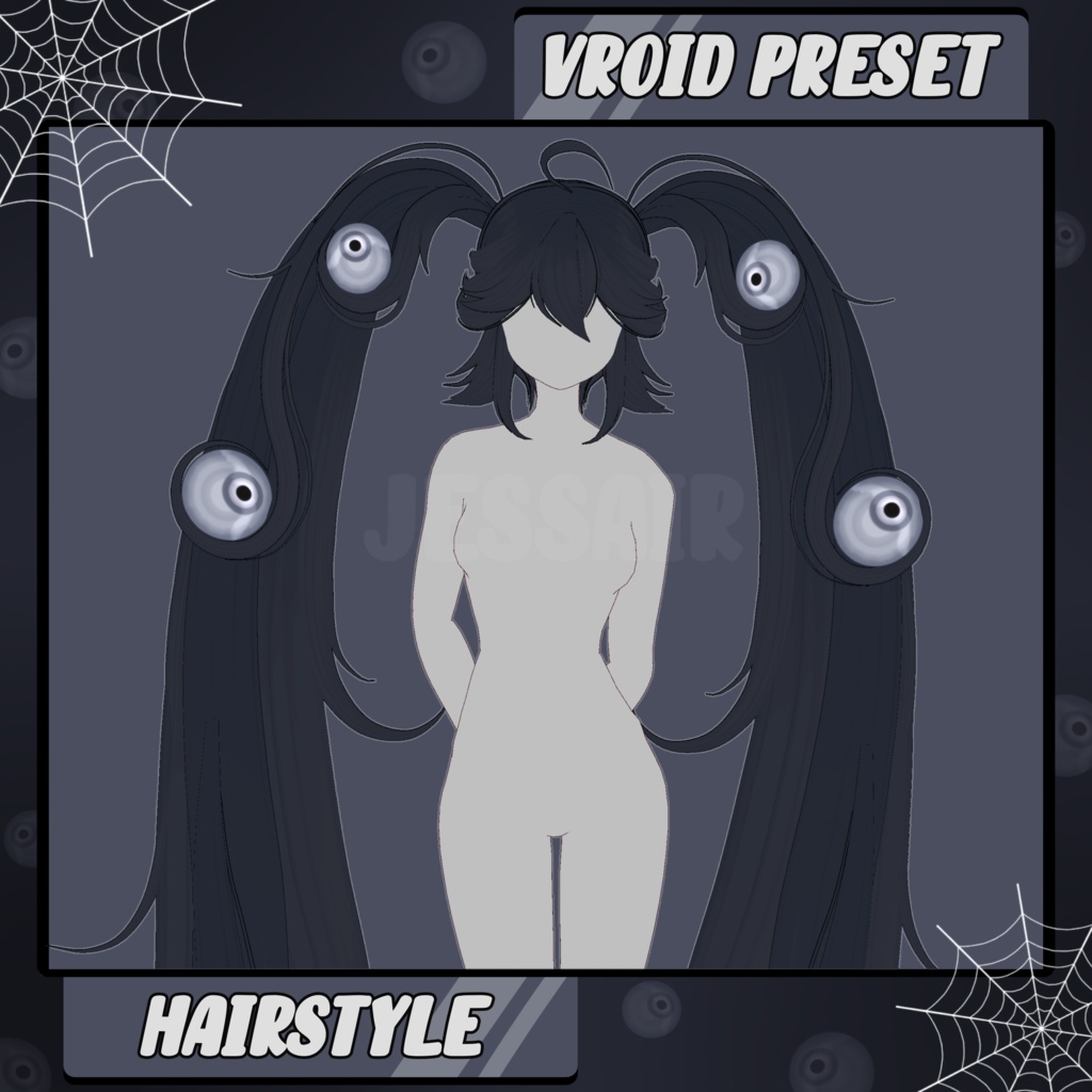 【VRoid 髪型 - Hairstyle Preset】Extra Long Creepy Eyes Hairstyle with PHYSICS | Horror | Halloween | Fantasy