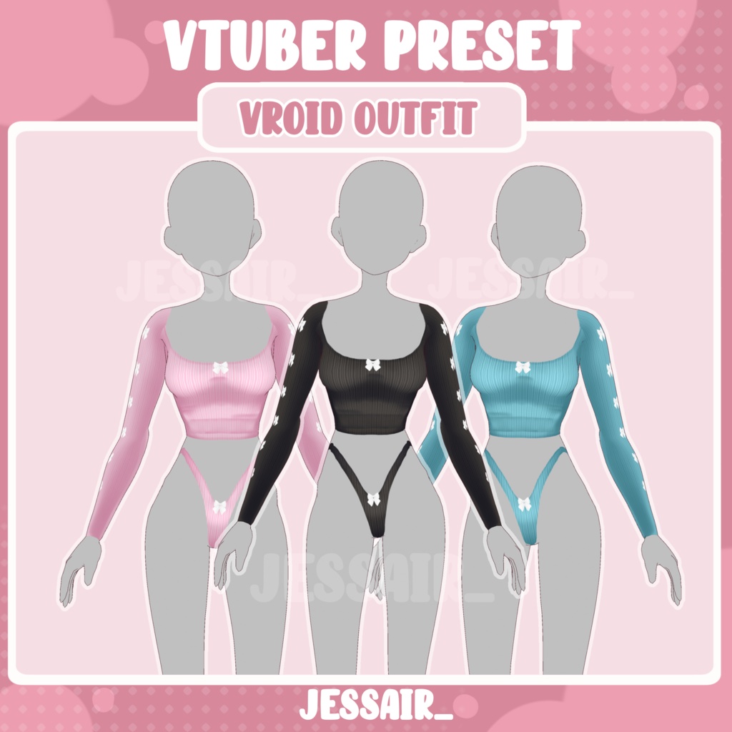 【VRoid パジャマ / 下着】Cute Vroid Pajama | Texture | Cute, Lace, Dark, Cozy | Vroid Clothes | Ribbon