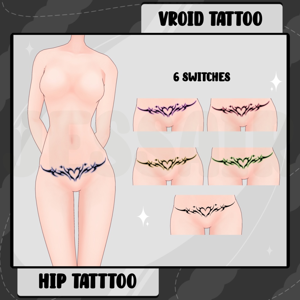 【VRoid タトゥー】Hips Tattoo | Texture | Dark | Vroid Clothes and Textures
