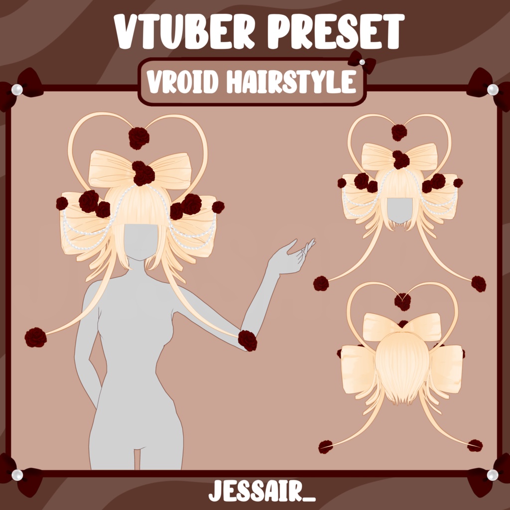 【VRoid 髪型 - Hairstyle Preset】Creative hairstyle | Roses | Cute | Heart Shaped | Aesthetic | Vtuber Girl |