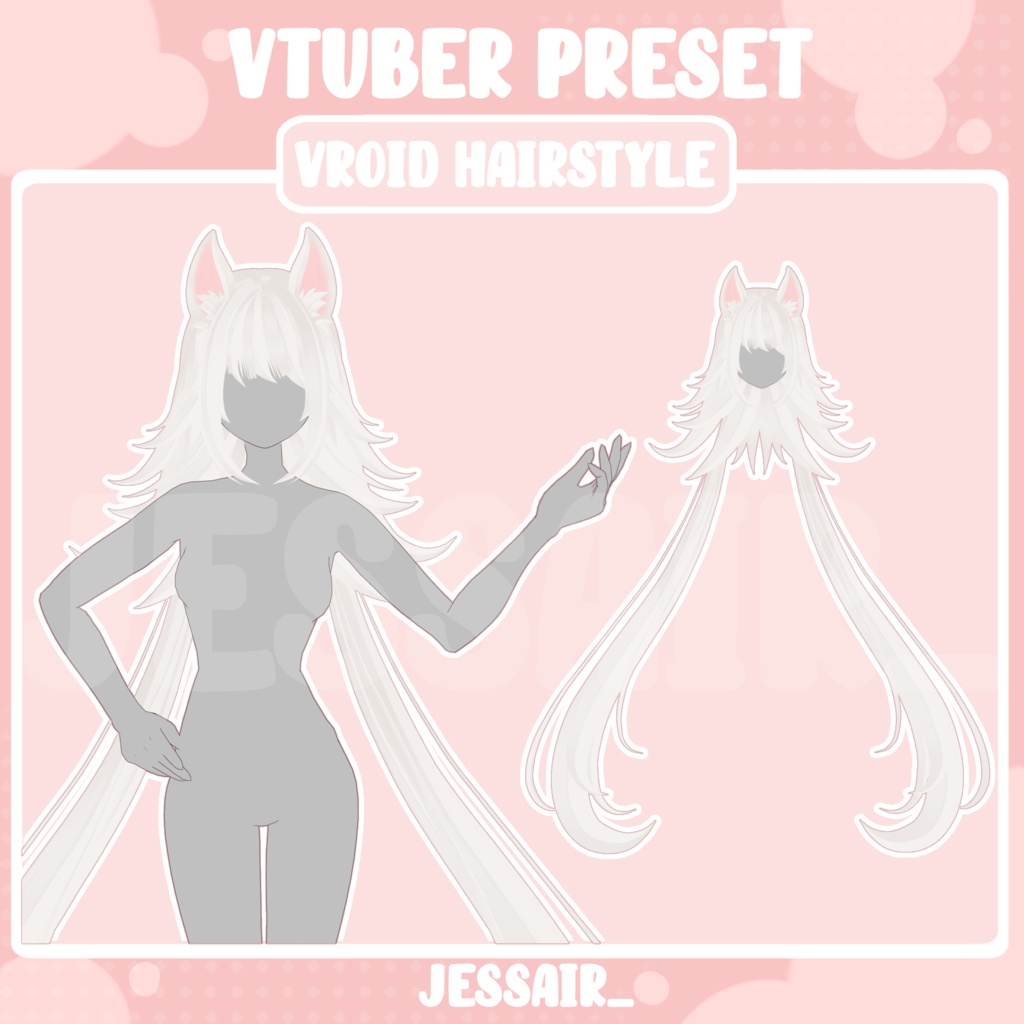 【VRoid 髪型 - Hairstyle Preset】Long Kitsune Hairstyle with PHYSICS and Ears | Cute | Giggle | Aesthetic | Vtuber Girl |