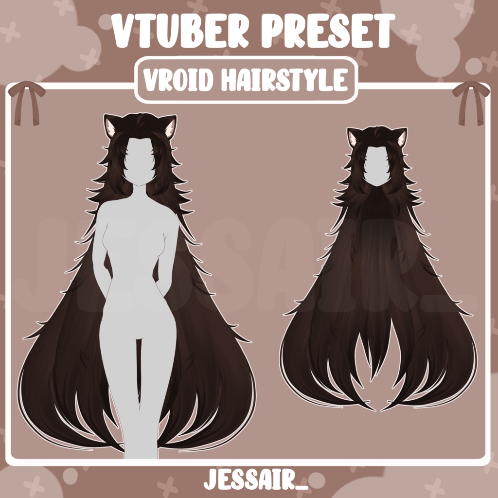 【VRoid 髪型 - Hairstyle Preset】Long Wolf Cute Hairstyle with PHYSICS and Ears | Cute | Giggle | Aesthetic | Vtuber Girl |
