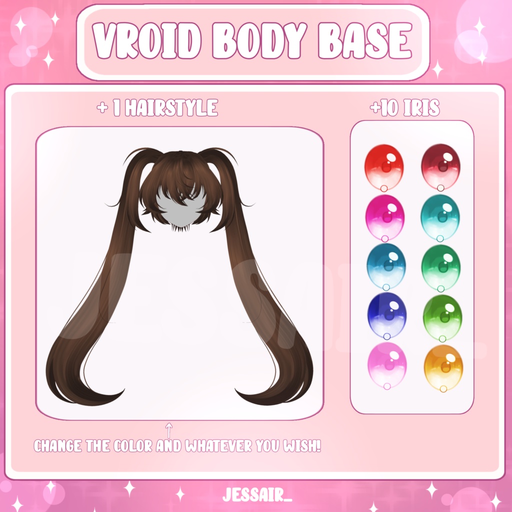 【VRoid Base Model】Cute Anime Girl Vroid Base with Cat Mouth | Extra Hairstyle and Iris