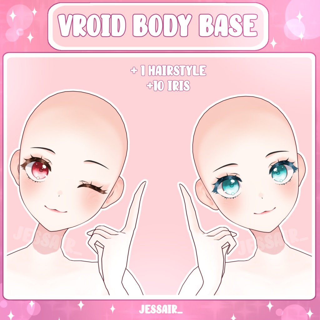 【VRoid Base Model】Cute Anime Girl Vroid Base with Cat Mouth | Extra Hairstyle and Iris