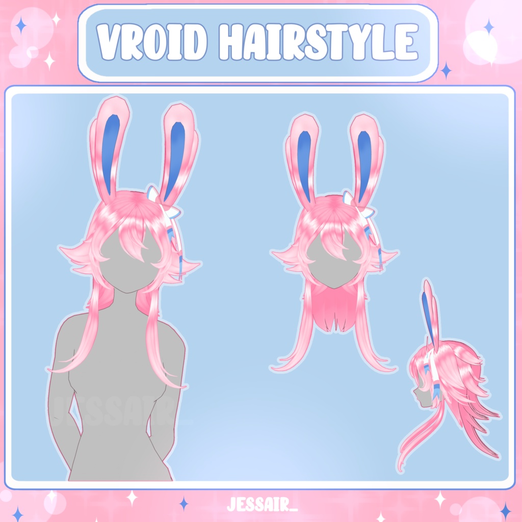 【VRoid 髪型 - Hairstyle Preset】Sylveon Hairstyle with PHYSICS | Cute | Skulls | Pokemon | Cute | Vtuber Girl |