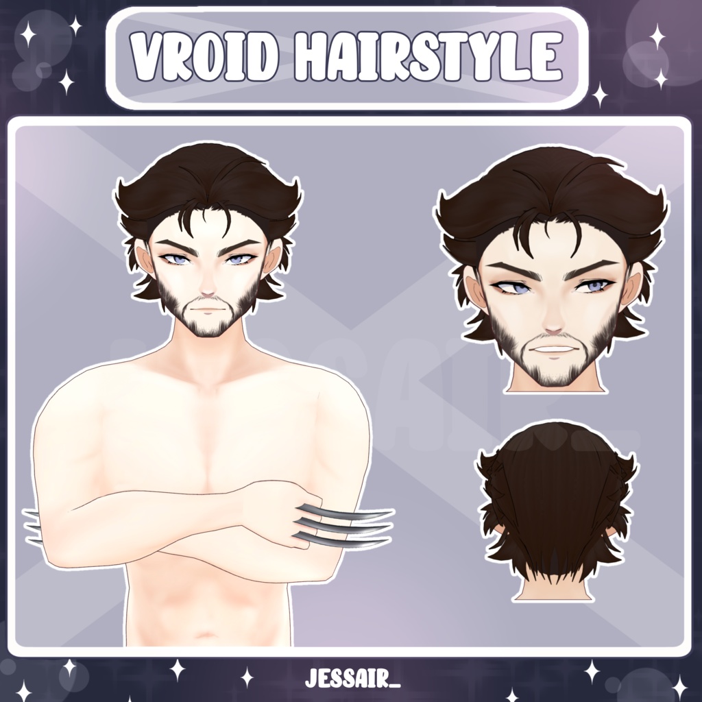 【VRoid 髪型 - Hairstyle Preset】Wolverine Short Hairstyle with PHYSICS | Male | XMen| Logan | Comic | Marvel | Giggle | Vtuber Boy|