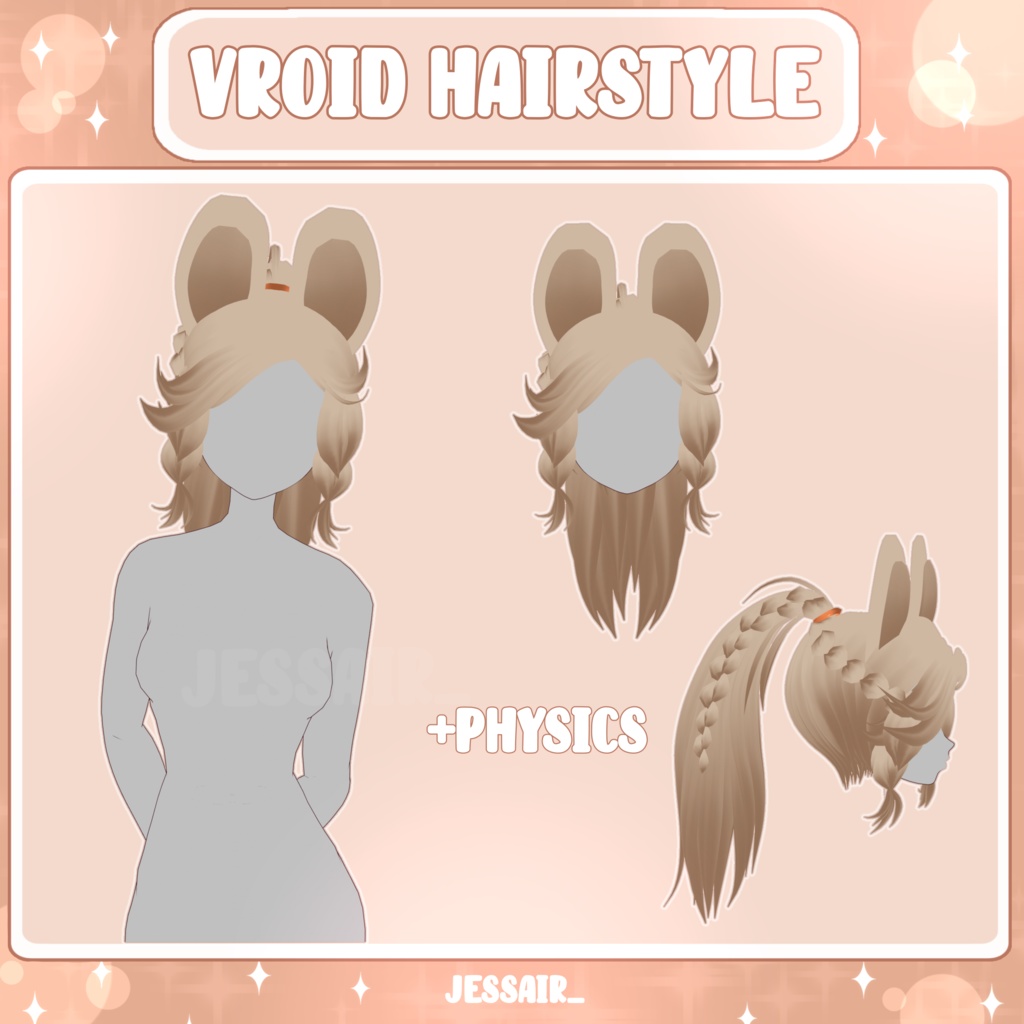 【VRoid 髪型 - Hairstyle Preset】Kachina Hairstyle with PHYSICS | Medium Female Hairstyle | Cute | Genshin Impact | Vtuber Girl |