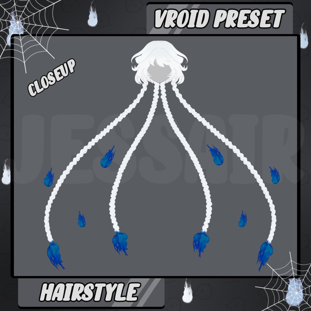 【VRoid 髪型 - Hairstyle Preset】Long Braids Ghost Hairstyle with PHYSICS | Floating | Halloween | Fantasy